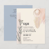 Dusty Blue Boho Wedding Invitations (Voorkant / Achterkant)