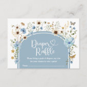 Dusty Blue Boho Wildflower Meadow Luier Raffle Informatiekaartje (Voorkant)