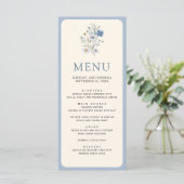 Dusty Blue Boho Wildflower Wedding Menu (Staand voorkant)