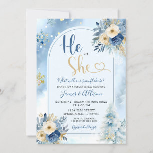 Dusty Blue Boho Winter Geslacht Reveal Bloemen Kaart