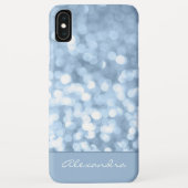 Dusty Blue Bokeh Glitter Sparkly Monogram Case-Mate iPhone Case (Achterkant)