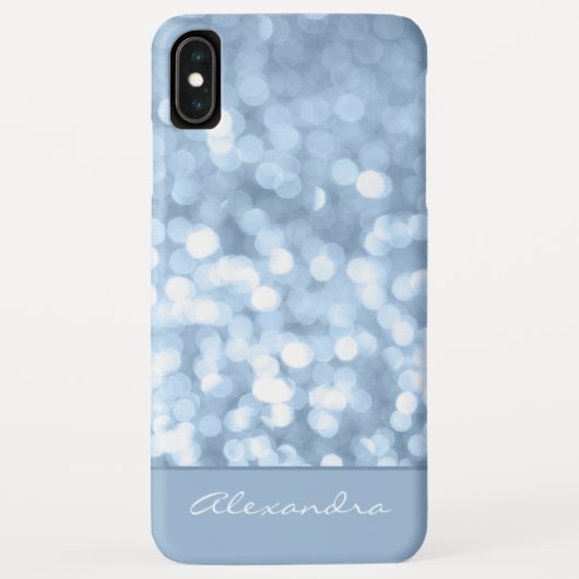 Dusty Blue Bokeh Glitter Sparkly Monogram Case-Mate iPhone Case (Achterkant)