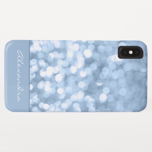 Dusty Blue Bokeh Glitter Sparkly Monogram Case-Mate iPhone Case (Achterkant (horizontaal))
