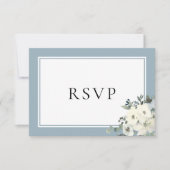 Dusty Blue Border Elegant Menu Choice RSVP Card (Devant)