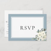 Dusty Blue Border Elegant Menu Choice RSVP Card (Devant / Derrière)