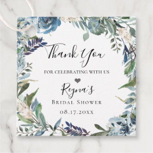 Dusty Blue Botanical Bedankjes Labels