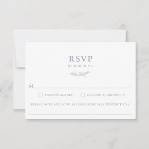 Dusty Blue Botanical Branch Food Allergy RSVP Card