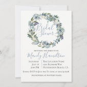 Dusty Blue Botanical Bridal Shower Uitnodiging (Voorkant)