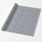Dusty Blue Botanical Christmas Pine Tree Leaf Cadeaupapier (Uitgerold)