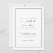 Dusty Blue Botanical Classic Elegant Wedding Kaart (Voorkant)