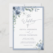 Dusty Blue Botanical Faire-part de mariage (Devant)