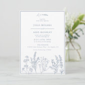 Dusty Blue Botanical Faire-part de mariage (Debout devant)