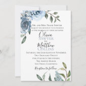 Dusty Blue Botanical Faire-part de mariage (Devant)