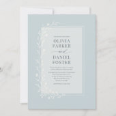 Dusty Blue Botanical Floral Wedding Kaart (Voorkant)