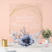 Dusty Blue Botanical Florals Gold Mariage (Mariage)