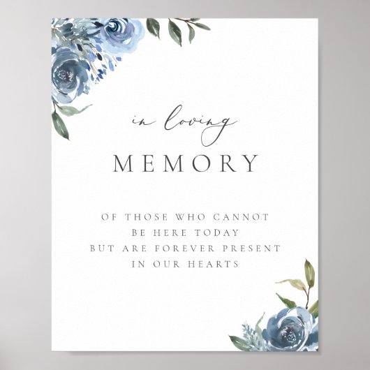 Dusty Blue Botanical Florin Memory Poster (Voorkant)
