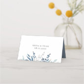 Dusty Blue Botanical Foliage Wedding Meal Icon (Achterkant)