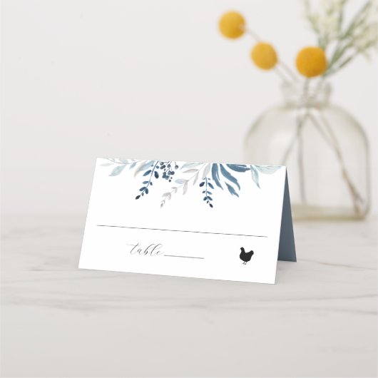 Dusty Blue Botanical Foliage Wedding Meal Icon (Voorkant)
