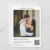 Dusty Blue Botanical Greenery Gold QR Code Foto Kaart (Achterkant)