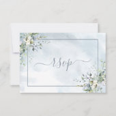 Dusty Blue Botanical Greenery Waterverf RSVP (Voorkant)