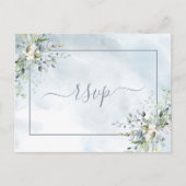 Dusty Blue Botanical Greenery Waterverf RSVP Uitnodiging Briefkaart (Voorkant)