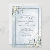 Dusty Blue Botanical Greenery Waterverf Script Kaart (Voorkant)