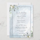 Dusty Blue Botanical Greenery Waterverf Script Kaart (Voorkant)