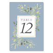 Dusty Blue Botanical Greenery Wedding Kaart (Achterkant)