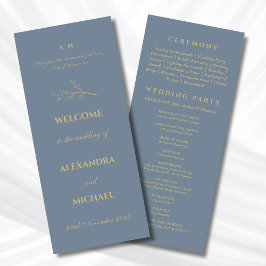 Dusty Blue Botanical Minimalist Christian Wedding  Programma