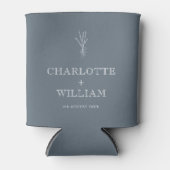 Dusty Blue Botanical Modern Minimal Wedding Favors Blikjeskoeler (Voorkant)