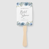 Dusty Blue Botanical Vrijgezellenfeest Handwaaier (Voorkant)