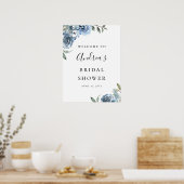 Dusty Blue Botanical Vrijgezellenfeest Welcome Poster (Keuken)