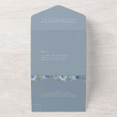 Dusty Blue Botanical Wedding All In One Uitnodiging (Buitenkant)