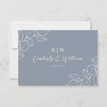 Dusty Blue Botanical Wedding CARD RSVP