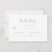 Dusty Blue Botanical Wedding CARD RSVP (Dos)