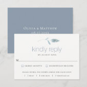 Dusty Blue Botanical Wedding Carte RSVP (Devant / Derrière)