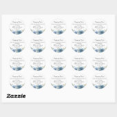 Dusty Blue Botanical Wedding Favor Ronde Sticker (Vel)