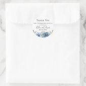 Dusty Blue Botanical Wedding Favor Ronde Sticker (Tas)