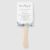 Dusty Blue Botanical Wedding Program Hand Fan Handwaaier (Voorkant)
