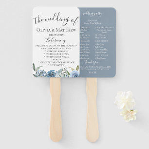 Dusty Blue Botanical Wedding Program Handwaaier