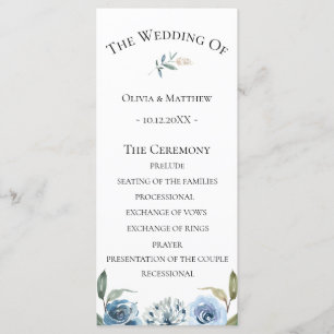 Dusty Blue Botanical Wedding Program Programma
