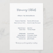 Dusty Blue Botanical Wedding Programma (Achterkant)