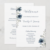 Dusty Blue Botanical Wedding Programma (Voorkant / Achterkant)