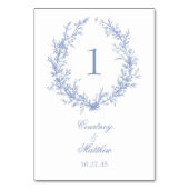 Dusty Blue Botanical Wreath Wedding Kaart (Achterkant)