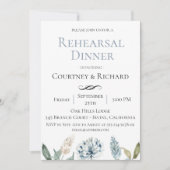 Dusty Blue Botanische repetitie Diner uitnodiging (Voorkant)