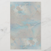 Dusty Blue Bourgogne Blush Floral Mariage Menu (Dos)