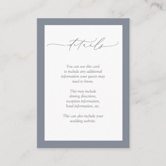 Dusty Blue Bourgogne Rood Bloemen Bruiloft Details Informatiekaartje (Voorkant)