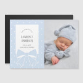 Dusty Blue Bow Baby Boy Photo Faire-part de naissa (Devant / Derrière)