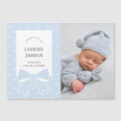 Dusty Blue Bow Baby Boy Photo Faire-part de naissa (Devant)