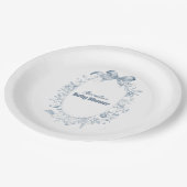  Dusty Blue Bow Blue Bow Papieren Bordje (Gekanteld)